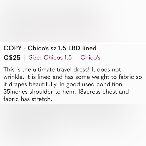 Chico’s sz 1.5 sleeveless black fully lined sheath dress with stretch - Picture 8 of 8